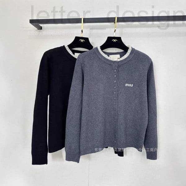 Designer Women's Knits & Tees M Brand Early Spring New Style Solid Color Simple Round Neck Knit Long Sleeve Cardigan 56FE