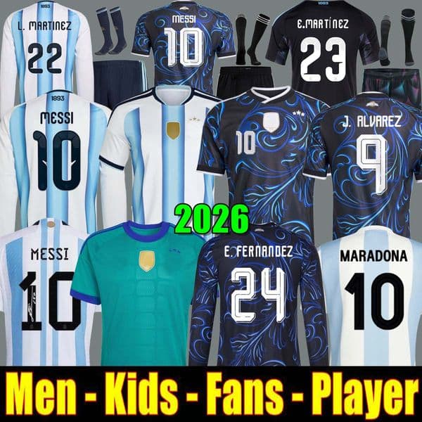 ArgentinaS World Cup soccer Jerseys 26 27 MARADONA J. ALVAREZ FC Men Kids football shirt MESSIS Jersey DE PAUL Garnacho 2026 long sleeves Signed Nico Paz kit