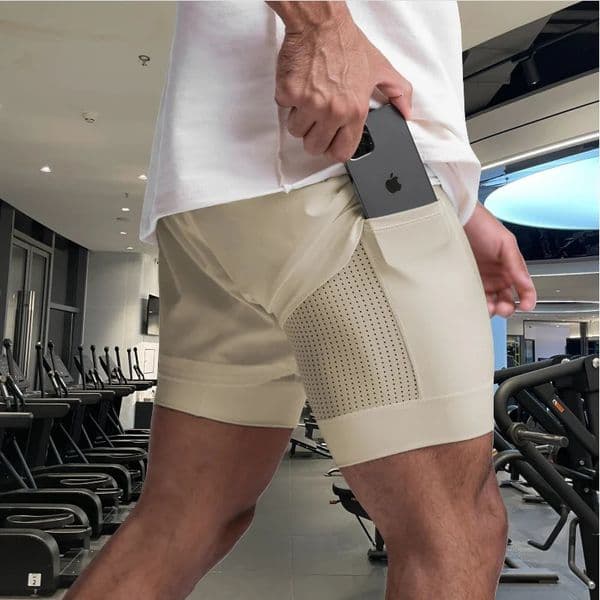 mens sports shorts 2 in 1 Running shorts mens double layer breathable fitness bodybuilding training Jogging Shorts 260416