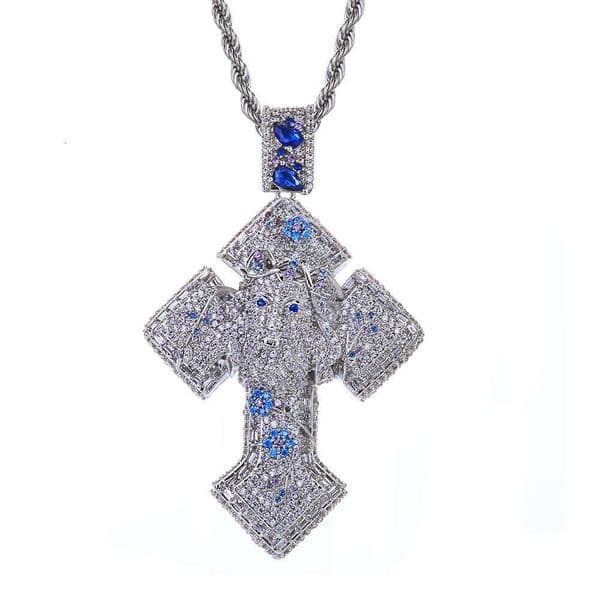 Jewelry hip-hop 14k S925 silver moissanite IGI cross vintage pendant GRA with colorful 18k diamond portrait necklace customization