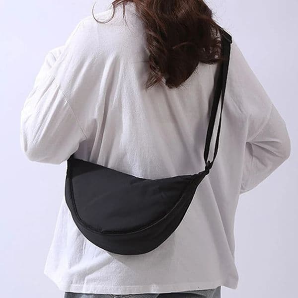 Solid Color Womens Portable Shoulder Bag Simple Female Nylon Cloth Padded Crossbody Bags Travel Purse Handbags Messenger 260416