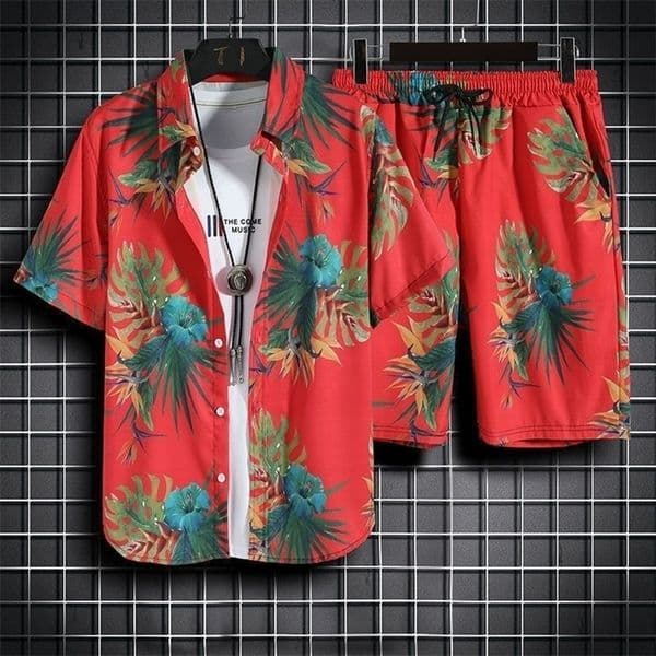 Beach Clothes For Men 2 Piece Set Quick Dry Hawaiian Shirt and Shorts Set Men Fashion Clothing Printing Casual Outfits Summer 260416