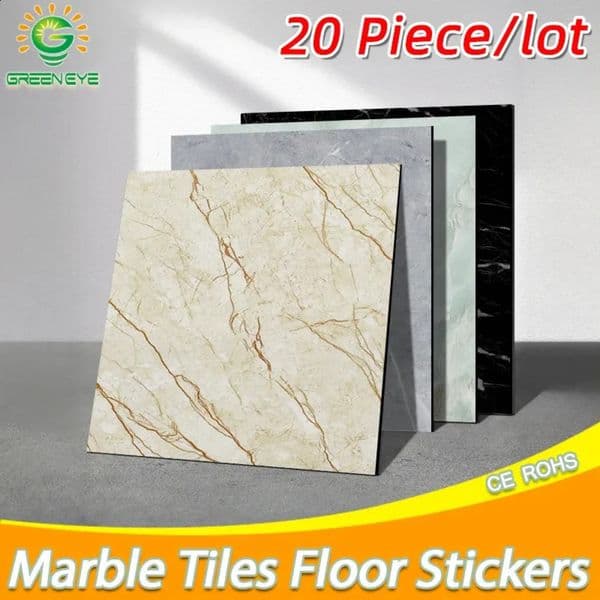 Luxury Designer Decor 20Pcs Thick Wall Sticker Self Adhesive Tiles Floor Stickers Marble Bathroom gift set Ground Wallpapers Waterproof PVC Bedroom Living Room 16