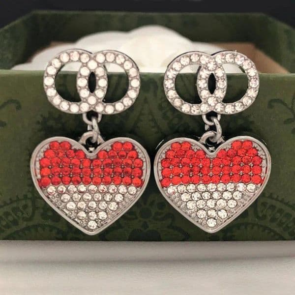 Simple Earrings Luxury Designer Letter 18K Gold Plated Metal Stud Geometric Famous Women Heart Crystal Rhinestone Pearl Earring Wedding Jewerlry Love Gifts