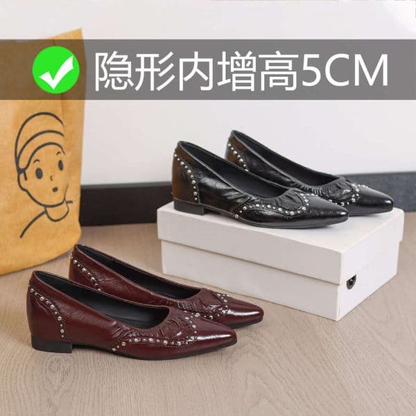 Retro Pointed Toe Rivet Niche Cat Heel Women's 2026 Spring Elegant Commuting Soft Sole Comfortable Shallow Mouth Single Shoes for Women