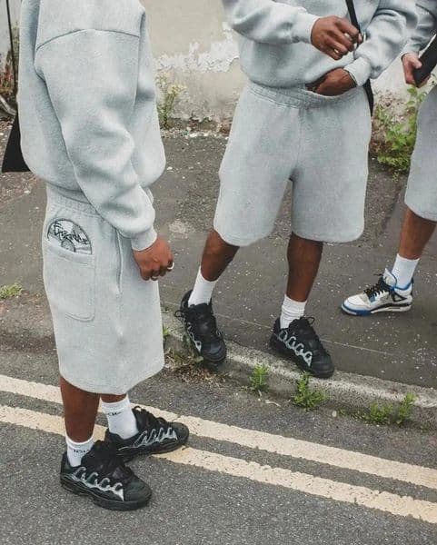 Men's Tracksuits Grey Disc Pattern Mens Shorts Set Sporty Casual Wear Comfortable Loose Tracksuit Breathable Fabric Minimalist Modern