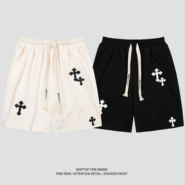 European and American Hiphop Japanese Sports Fivepoint Pants Mens Trendy Street Loose Wideleg Casual Drawstring Shorts 260414