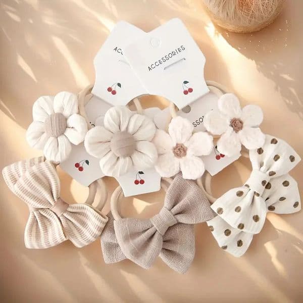 10Pcs Headbands with Colorful Flowers Bows Soft Polyester Hairbands Perfect for Casual Wear Playful n Hair Accessories260415BJ