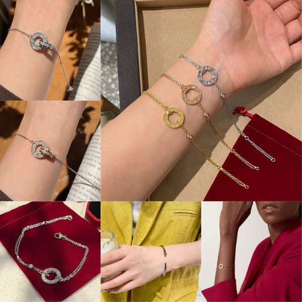 Nail Bangle Luxury Bracelets Designer Gold Plated Crystal Rhinestone Stainless Steel Bracelet Letter Steel Seal Titanium Steels Valentines Day Jewelry Gift