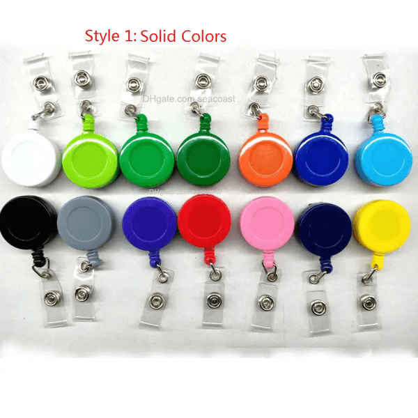Retractable Badge Holder ID Card Reel Clip On Card Solid Plastic ID Reel Holder Tag Chain Badge Reels Holder Key Chain