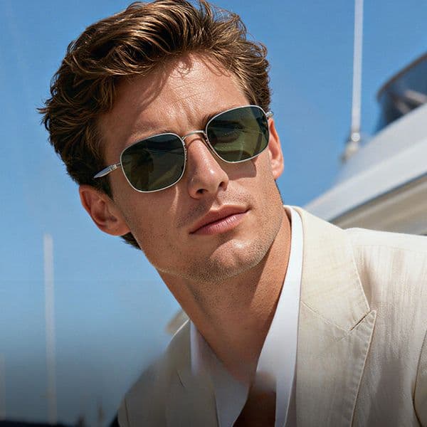 European and American retro square frame polygonal men's sunglasses, high-quality sunglasses, fashionable street style full frame glasses