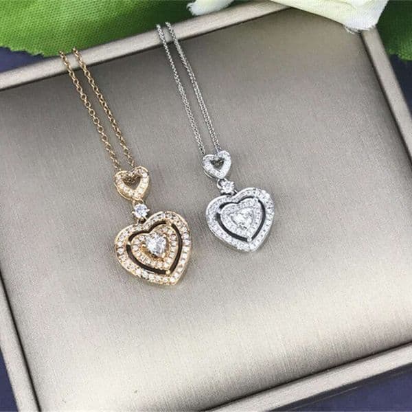 new product: Jewelry heart-shaped for women high-end Moissanite studded bridal necklace