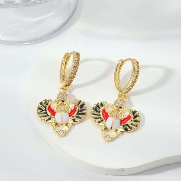 Kashi European And American New Style Insect Bee Zircon Geometric Pendant Earrings Fashionable Couple's Valentine's Day Gift Accessories