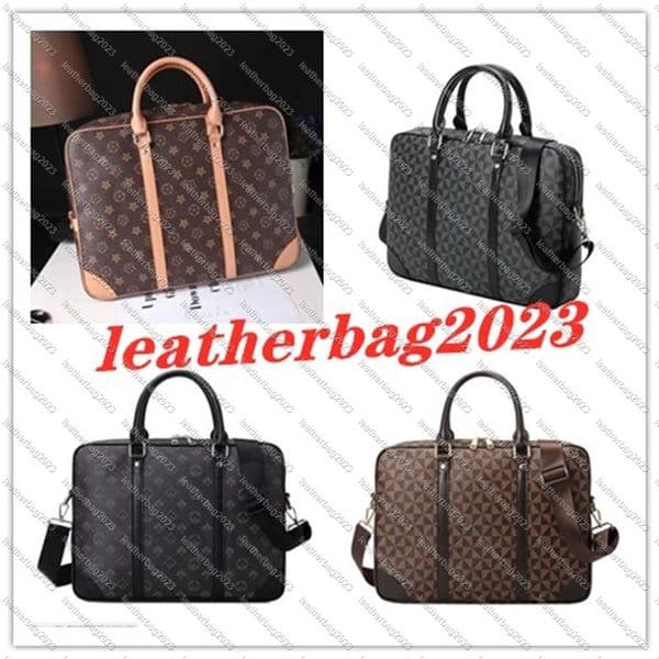 Designer Men Shoulder Briefcase Black Brown Leather Handbag Business Man Laptop Bag Messenger Bags Travel 4 Color With Dust Bag