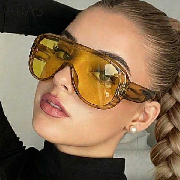 Oversized Shield Flat Top Sunglasses Women 2026 Luxury Designer Vintage Y2K Big Frame Sun Glasses For Ladies One-Piece Eyewear J260417