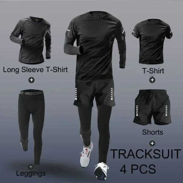Fashion 2-4 Pieces Exercise Sets Mens Running Sports Clothing Fitness Jogging Compression Suit Training Suit Sports Clothing 260416BJ