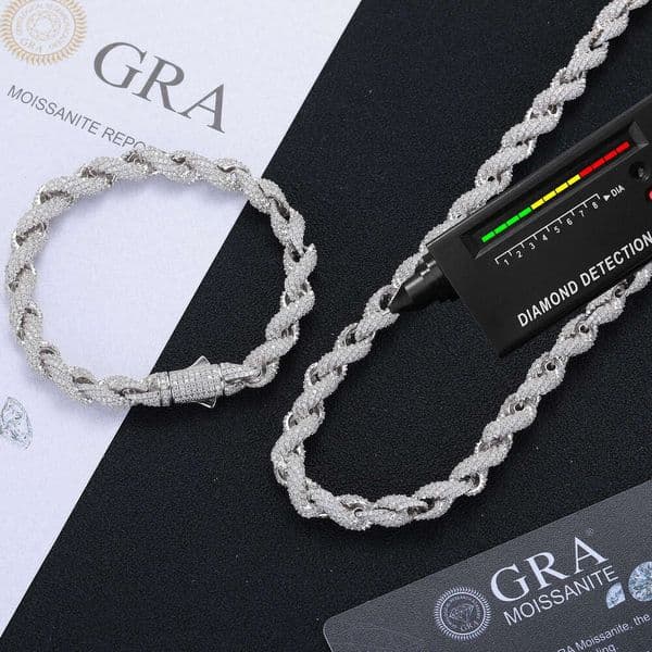 18k Jewelry ins-style S925 silver moissanite twisted chain necklace unisex GRA IGI 2026 winter 14k fashion accessory