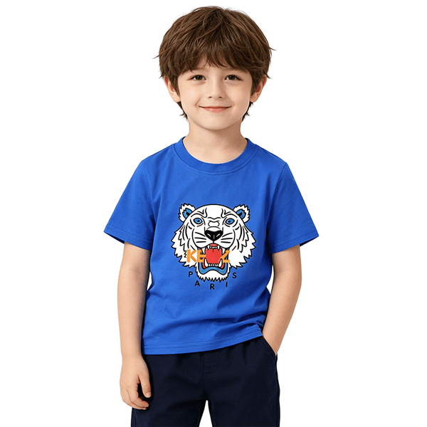 Baby Designer Clothes Toddler Kids Tiger Print Short Sleeve T-Shirt Kids Clothes Graphic Crew Neck Tee Soft Cotton Casual Tops For Boys Girls Summer Daily Wear
