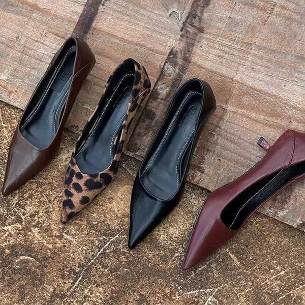 2026 Spring Vintage Women Leopard Pumps Shoes Fashion Pointed Toe Slip On Shoes Concise Office Lady Shoes X260417