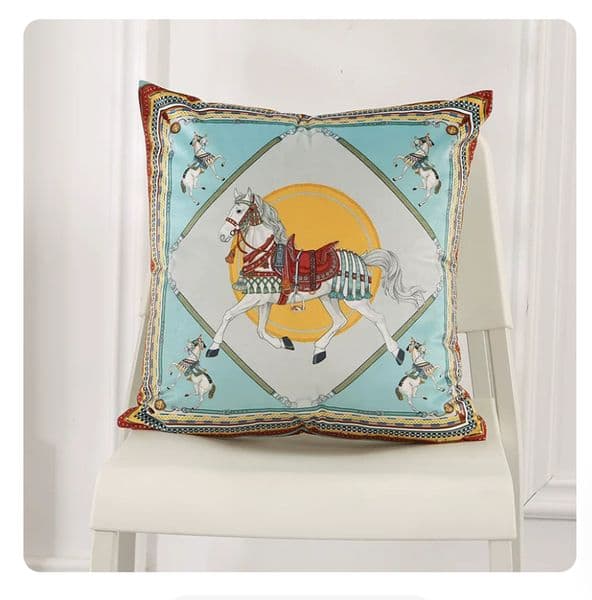 45X45cm Dutch Velvet Pillow Case Luxury Style Cushion Cover White Horse Printed Pillowcase For Bed Sofa Office Chair Car Pillows B2