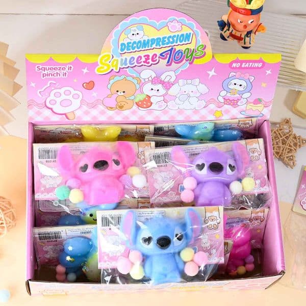 12PCS With Box Cute Stitch Design Squeeze Toy TPR Soft Slow Rising Stress Relief Decompression Fidget Toy BY SEA