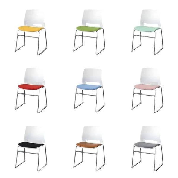 Modern Stackable Ergonomic High-Back Office Chair Steel Frame with Cushion Suitable for Conference Rooms