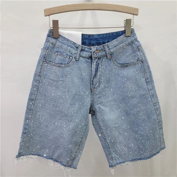 Diamond Jeans Womens Shorts Spring and Summer High Waist Versatile Five-Point Pants 251219BJ