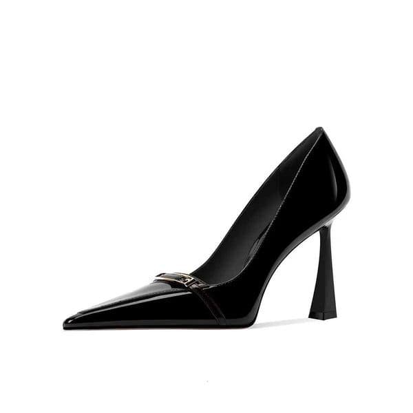 Womens Black High Heels 2026 New All-Season Versatile Patent Leather Elegant Pointed-Toe Pumps Sexy Shallow Shoes X260417