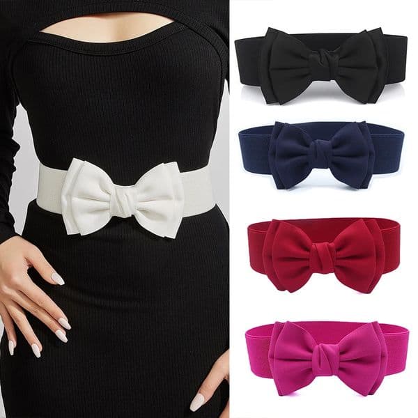 Women Big Bow Waistband Elastic Wide Waist Belt Fashion Solid Bowknot Straps For Dress Decorate Clothes Accessories 260417BJ