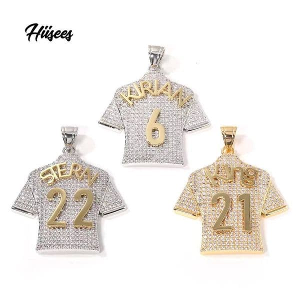 World Cup Customized Number Football Star Jersey Pendant Iced Out Moissanite Jewelry Pendants Necklaces for Male Man