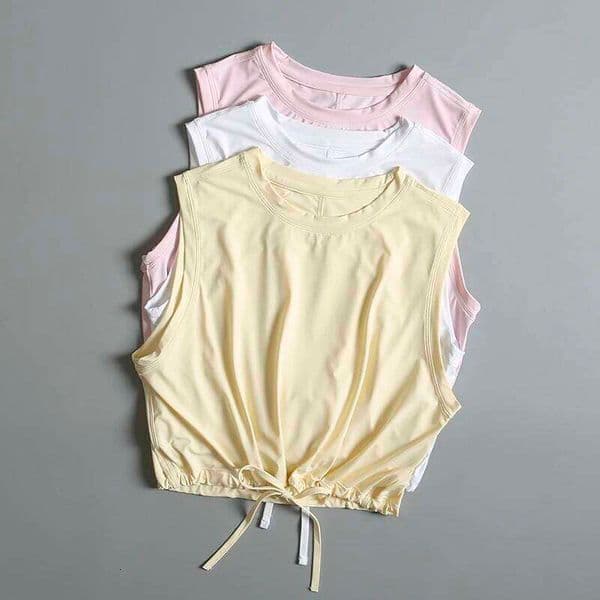 Yoga Suits for Women in Summer Thin Breathable Loose Sports Vest T-shirt Running High-end Temperament Fitness Suit Sleeveless 26Y0417