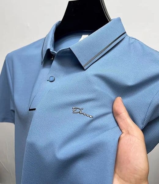 Light y ice silk short sleeve POLO shirt mens 2024 summer fashion embroidery Tshirt casual clothing 260410BANJIA