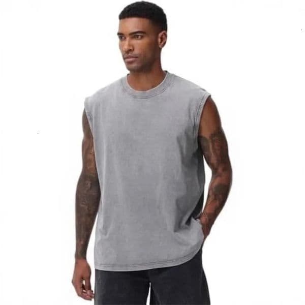 100 Mens Oversized T-shirt Sleeveless Tank Top Solid Color Fitness Muscle Vests Bodybuilding T Shirt For Men Tees 230g 260108BJ