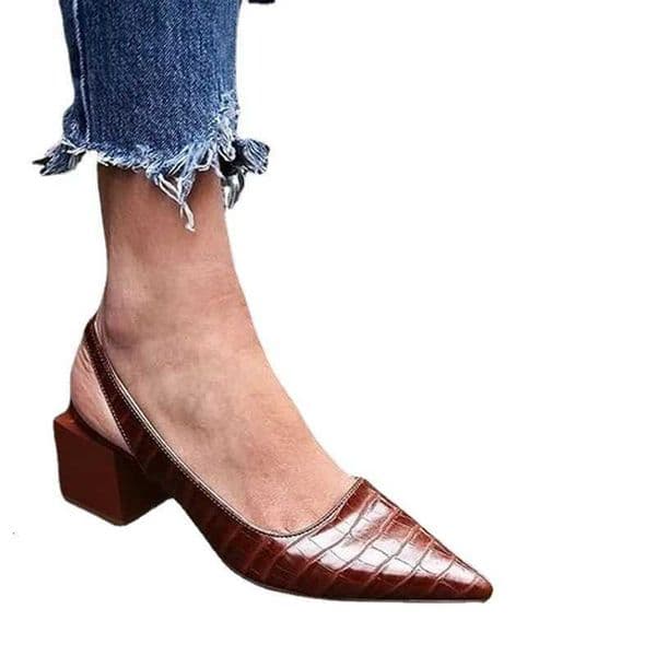Women Pointed Toe PU Leather Summer Sandals Woman Square Heels Office Pumps Female Classic Shoes Ladies Plus Size 43 Footwear X260417