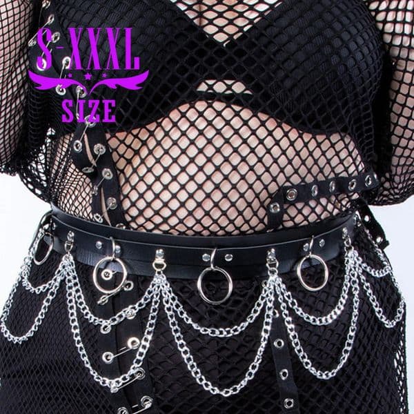 Plus Size Womens Belt Women gothic chain belt fashion PU Leather Harness Waist Body Chain Accessorie 260417BJ