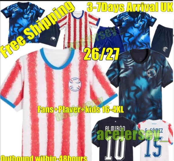 S-4XL 26 27 Paraguay Soccer Jerseys World Cup ENCISO M.ALMIRON M.VILLASANTI J.ALONSO G.GOMEZ ENCISO Paraguay 2026 2027 Home Away Men Kids Fans Version Football Shirt Kit