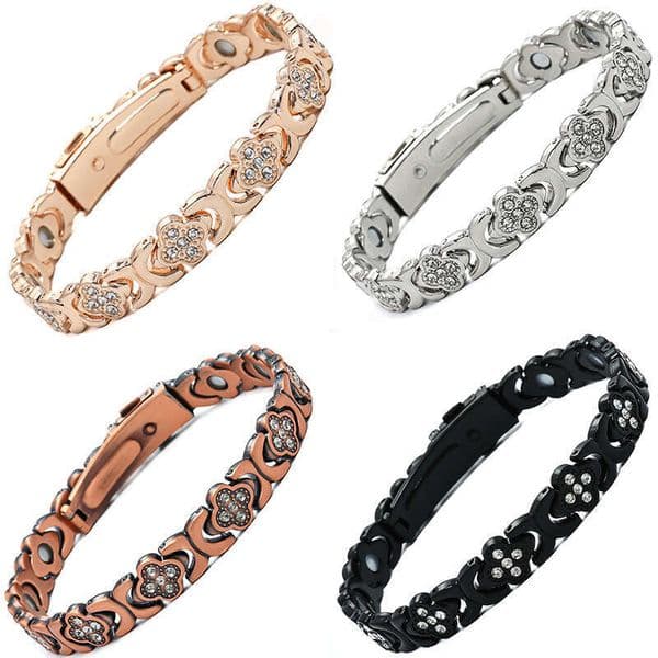 Hot selling fashion, light luxury, lucky clover alloy inlaid with diamonds, single row magnetic women's jewelry bracelet in Europe and America