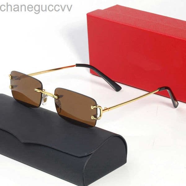 Polarized Sunglasses Women Designer Mens Fashion Frameless Female Gradient Square Gold Alloy Driving Beach Men Sun Glasses Red Sunglass UV400 Eyeglasses Lunette