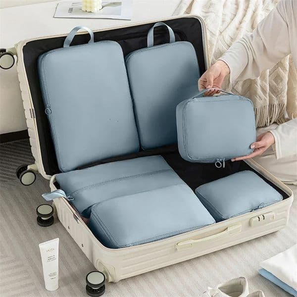 6Pcs Travel Compression Packing Cubes Bag Waterproof Handheld Clothe Separation Storage Bag Portable Suitcase Clothes Organizers 251105BJ