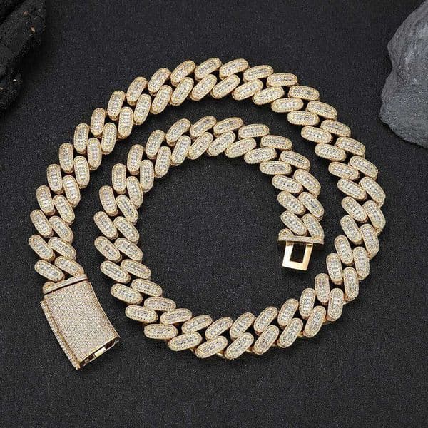Jewelry Hip Hop 18mm mixed inlay T-shaped Moissanite Cuban necklace high-end jewelry men's necklace wholesale