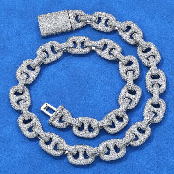 Jewelry Hip Hop 16mm s925 silver pig nose Moissanite Cuban chain men's necklace high-end custom jewelry