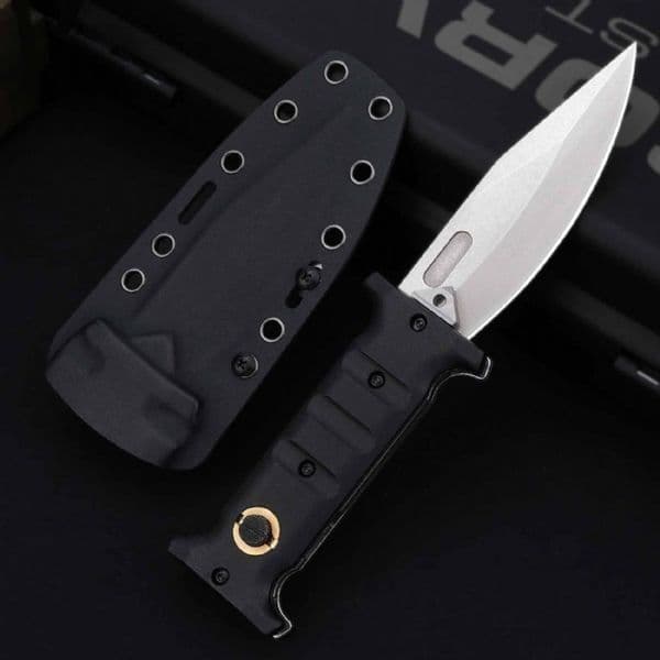 Plus Extension Kitchen Knife D2 Stonewashed Variable Length Recurve Blade knife TPE Handles