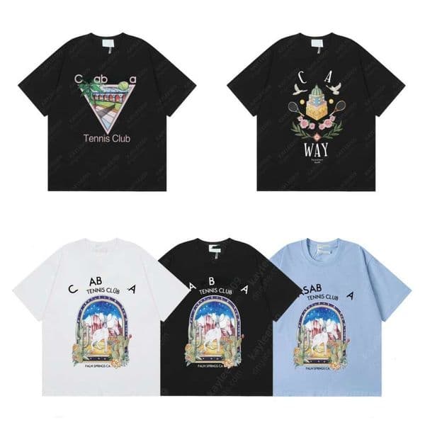 casablancamen set designer t shirt men Popular graphic tee Summer brand shirts fashion womens designer tshirt High quality round neck Street leisure mens clothing 5