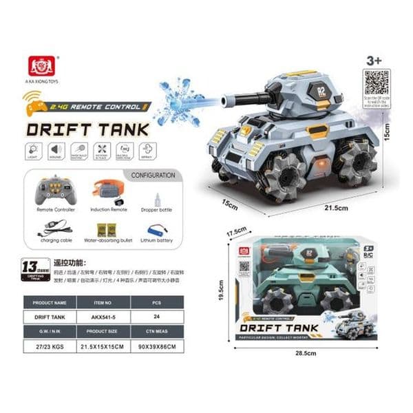 13-Channel Water Bomb Spray Drift Competitive Remote Control Tank 2.4G With Light And Music (remote control + gesture sensor