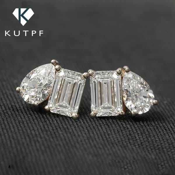 4cttw Radiant/Emerald Pear Cut Stud Earrings for Women S925 Silver with Certificate 2-Diamond Earrings Fine Jewelry 260409