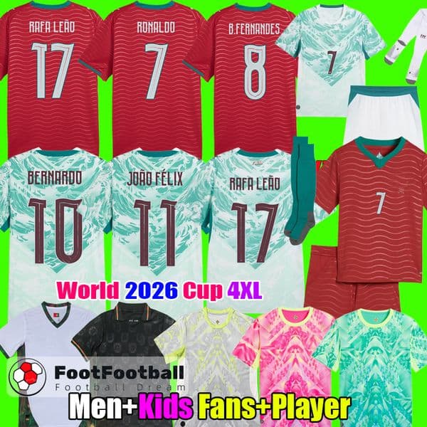PORTUGAL jersey 2026 worldcup soccer shirt RONALDOB.FERNANDES R.LEAO JOAO FELIX BERNARDO RUBEN DIAS football shirts set MEN kids kit tops camiseta