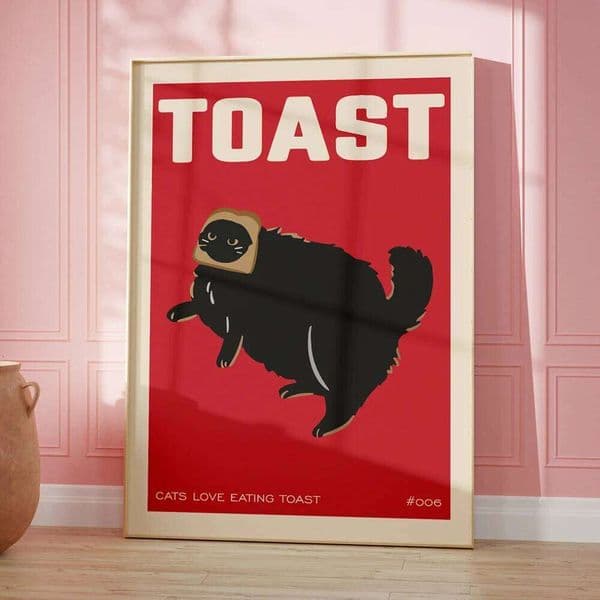 Black Breakfast Toast Lover Gift Cat Doing Things Bread Quotes Wall Art Canvas Painting Posters For Kitchen Room Home Decor 26L0418