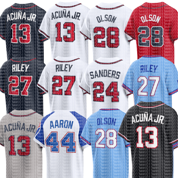 Braves Baseball Jerseys Matt Olson Ronald Acuna Jr. Ozzie Albies Austin Riley Chris Sale Ha-seong Kim Drake Baldwin Mike Yastrzemski Spencer Strider Michael Harris II