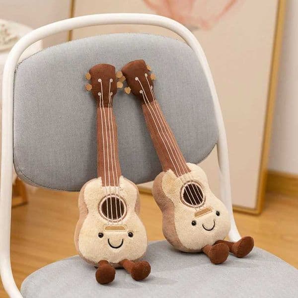 Kawaii Ukulele Plush Toy Cute Smiling Face Ukulele Stuffed Doll Soft Musical Instrument Plushie Xmas Gifts For Girl Home Decor C260418