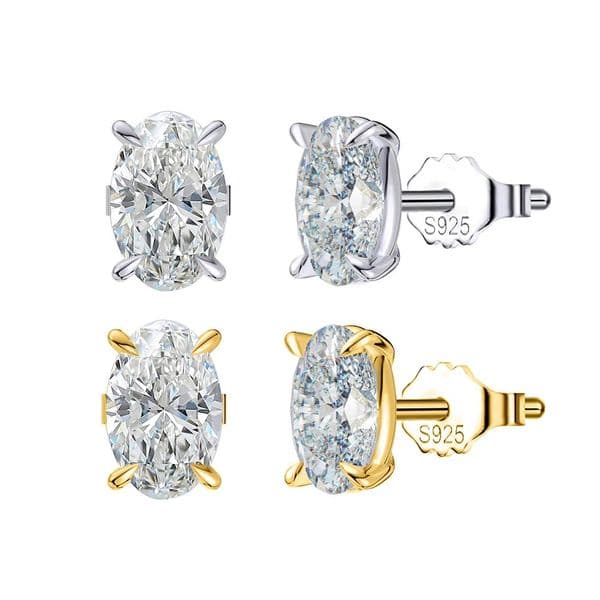 Women Stud Earrings 05-3ct Oval with Certificate Passed Diamond Test S925 Silve Sparkling Jewelry Gift 260409